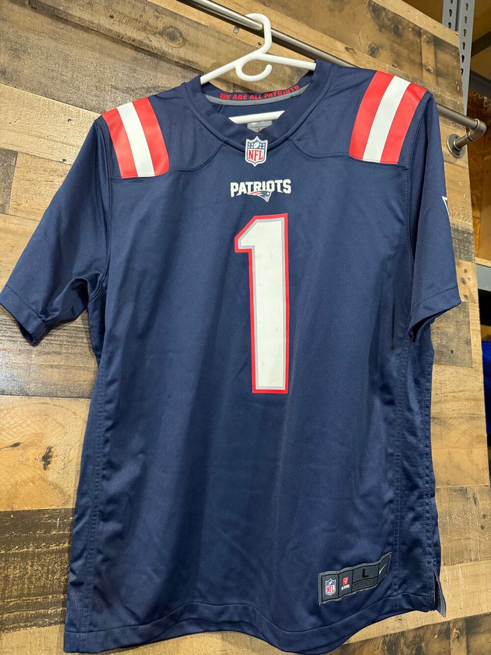 Nike On Field New England Patriots Cam Newton #1 Navy Blue Jersey-Men Size Large